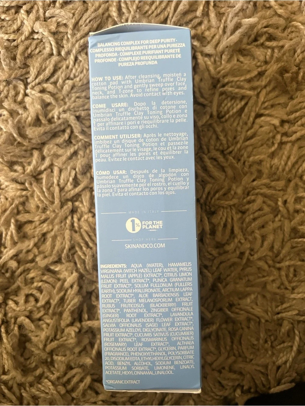 Skin&Co Umbrian Truffle Clay Toning Potion - Light Blue